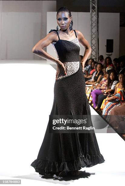 Model wearing the Diamond Collection By Folake Majin Fashion Show at Iko Hotel and Suites on December 27, 2012 in Lagos, Nigeria.