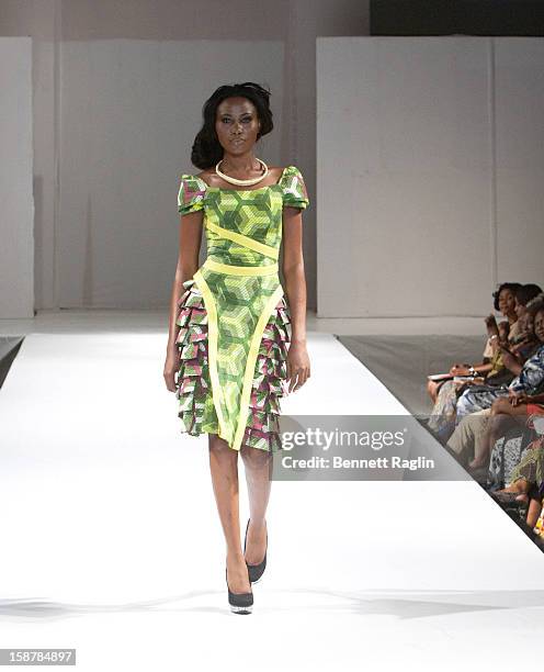 Model wearing the Diamond Collection By Folake Majin Fashion Show at Iko Hotel and Suites on December 27, 2012 in Lagos, Nigeria.