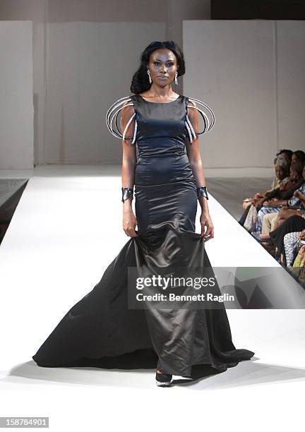 Model wearing the Diamond Collection By Folake Majin Fashion Show at Iko Hotel and Suites on December 27, 2012 in Lagos, Nigeria.