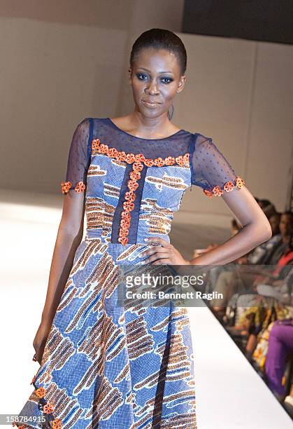 Model wearing the Diamond Collection By Folake Majin Fashion Show at Iko Hotel and Suites on December 27, 2012 in Lagos, Nigeria.