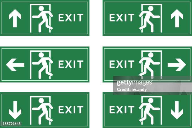 exit sign - fire exit sign stock illustrations