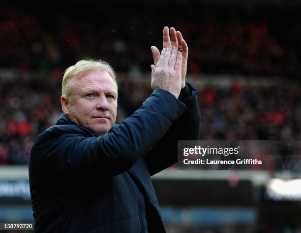 Alex McLeish of Nottingham Forest is presented to the fans prior to the npower Championship match between Nottingham Forest and Crystal Palace at...