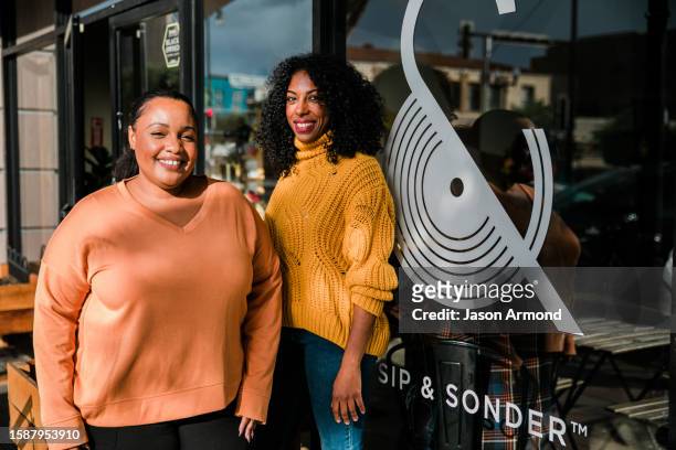Owners of Sip & Sonder coffee shop, Amanda-Jane Thomas and Shanita Nicholas are photographed for Los Angeles on February 14, 2023 in Inglewood,...