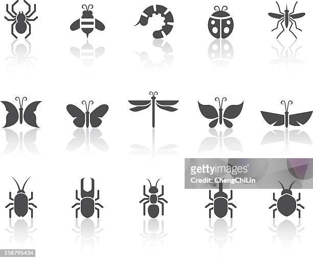 insect icons | simple black series - bees and butterflies stock illustrations