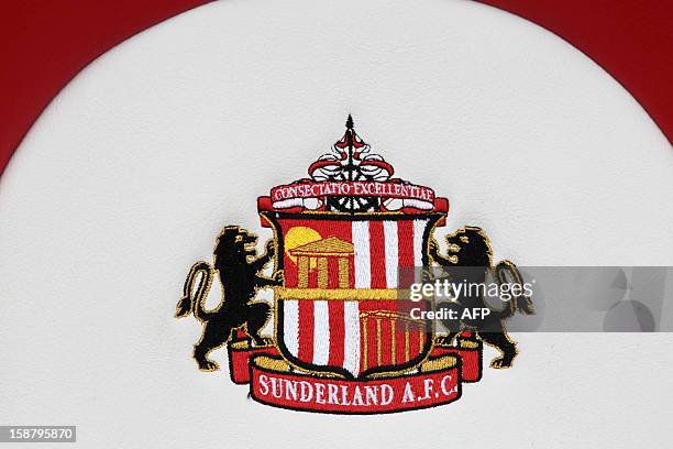 Sunderland's club crest is seen before the English Premier League football match between Sunderland and Tottenham Hotspur at The Stadium of Light in...