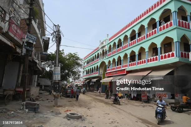 People buy vegetables and medicines in the main market of Nuh during the three-hour relaxation in curfew imposed by district administration in Nuh...