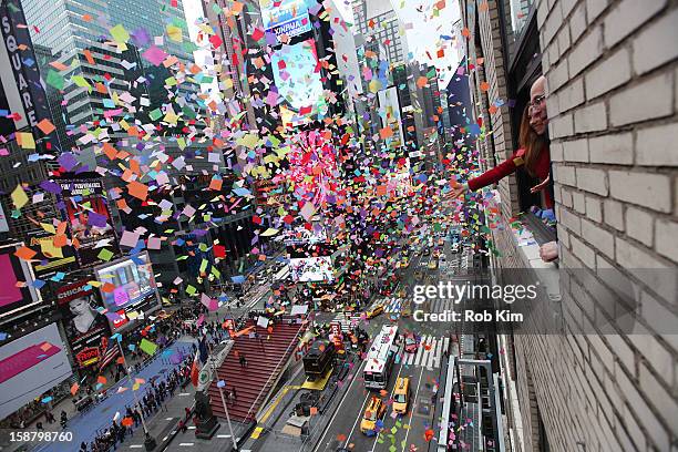 Countdown Entertainment President Jeffrey Straus and 2013 Times Square New Year's Eve Host Allison Hagendorf attend the New Year's Eve 2013 Confetti...