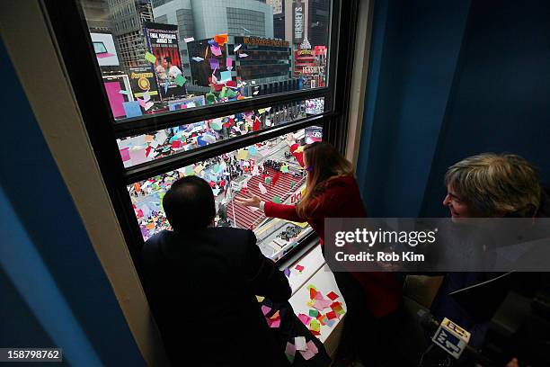 Countdown Entertainment President Jeffrey Straus and 2013 Times Square New Year's Eve Host Allison Hagendorf attend the New Year's Eve 2013 Confetti...