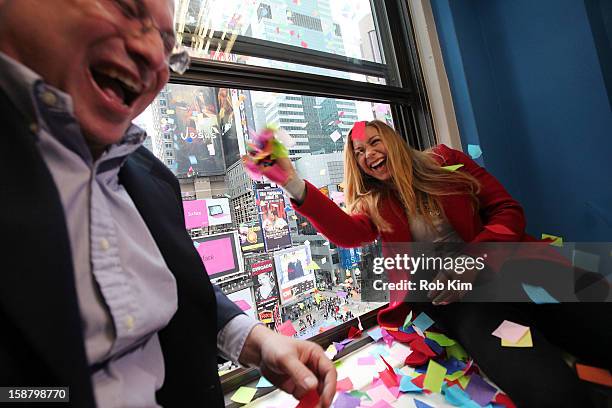 Countdown Entertainment President Jeffrey Straus and 2013 Times Square New Year's Eve Host Allison Hagendorf attend the New Year's Eve 2013 Confetti...