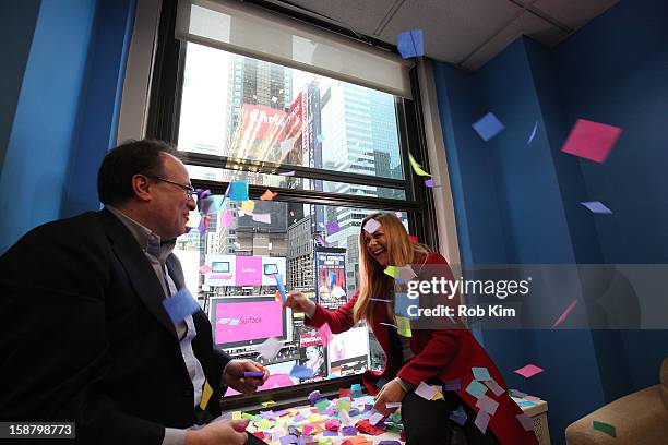 Countdown Entertainment President Jeffrey Straus and 2013 Times Square New Year's Eve Host Allison Hagendorf attend the New Year's Eve 2013 Confetti...