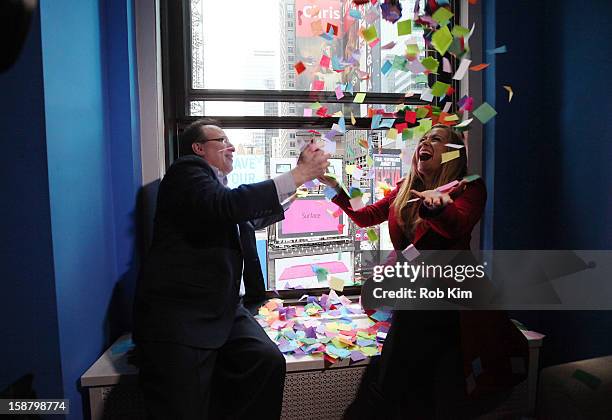 Countdown Entertainment President Jeffrey Straus and 2013 Times Square New Year's Eve Host Allison Hagendorf attend the New Year's Eve 2013 Confetti...