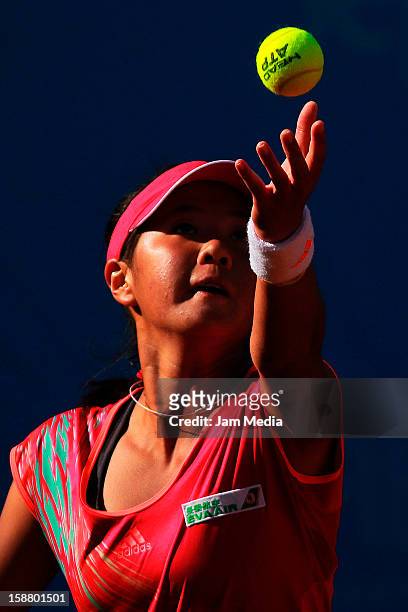 Ching-Wen Hsu of Taipei during the Mexican Youth Tennis Open at Deportivo Chapultepec on December 29, 2012 in Mexico City, Mexico.