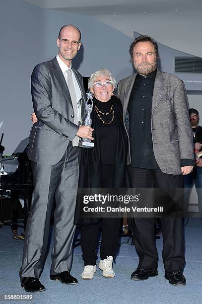 Edoardo Ponti, Lina Wertmuller and Franco Nero attend Day 4 of the 2012 Capri Hollywood Film Festival on December 29, 2012 in Capri, Italy.