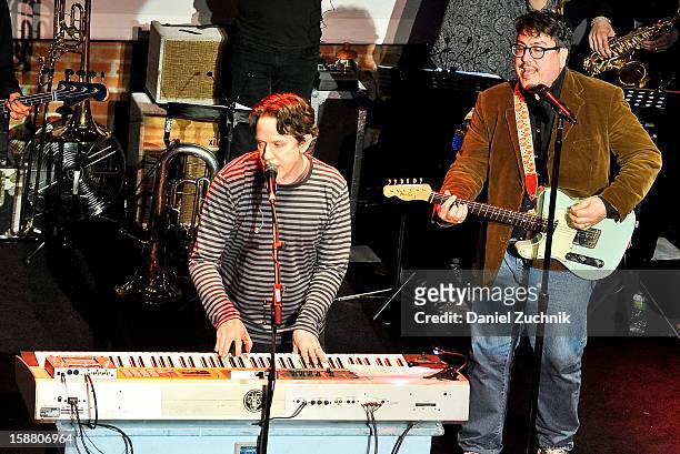 John Linnell and John Flansburgh of They Might Be Giants perform at Music Hall of Williamsburg on December 29, 2012 in the Brooklyn borough of New...