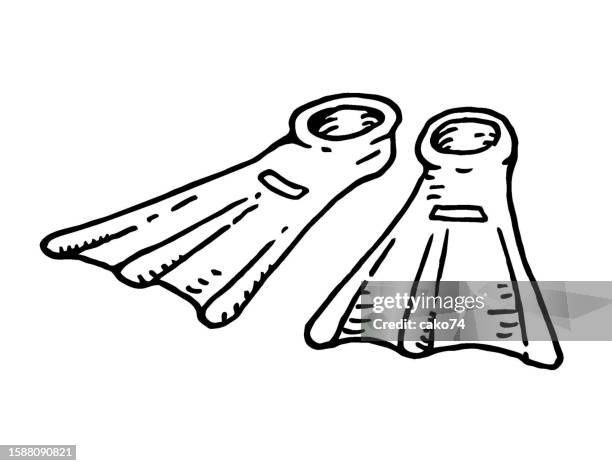 hand drawn flippers - plastic ocean stock illustrations