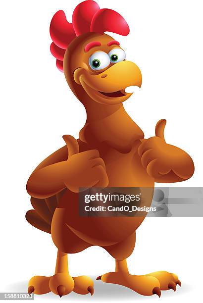 rooster: 2 thumbs up! - cartoon chicken stock illustrations