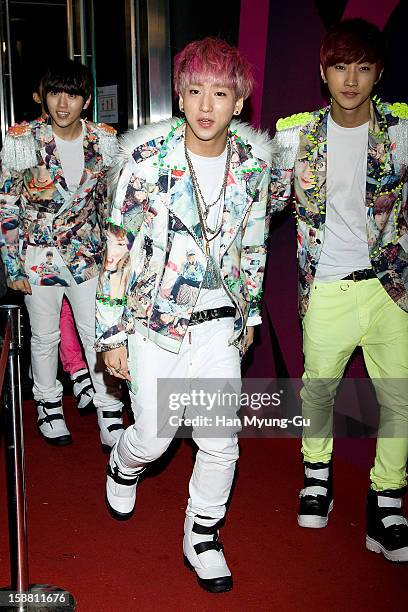 Baro of South Korean boy band B1A4 arrives at the 2012 SBS Korea Pop Music Festival named 'The Color Of K-Pop' at Korea University on December 29,...