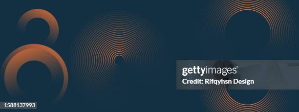 abstract dark background with orange gradient geometric shape circle line background. modern futuristic background. use for landing page, book covers, brochures, flyers, magazines, any brandings, banners, headers, presentations, and wallpaper backgrounds - document header stock illustrations