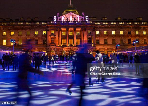 The courtyard at Somerset House is turned into a holiday ice skating rink on December 7 in London, England. Central London captures the Christmas...