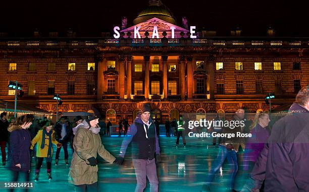 The courtyard at Somerset House is turned into a holiday ice skating rink on December 7 in London, England. Central London captures the Christmas...