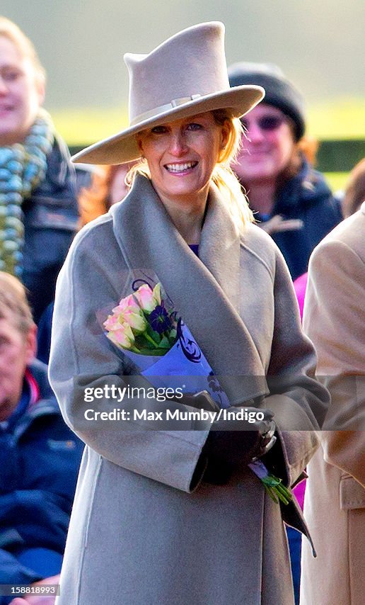 Queen Elizabeth II And Family Attend Church At Sandringham