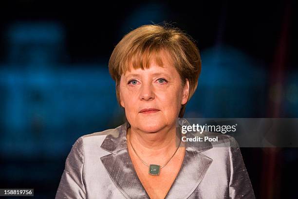 German Chancellor Angela Merkel delivers her New Year's speech on December 30, 2012 in Berlin, Germany.