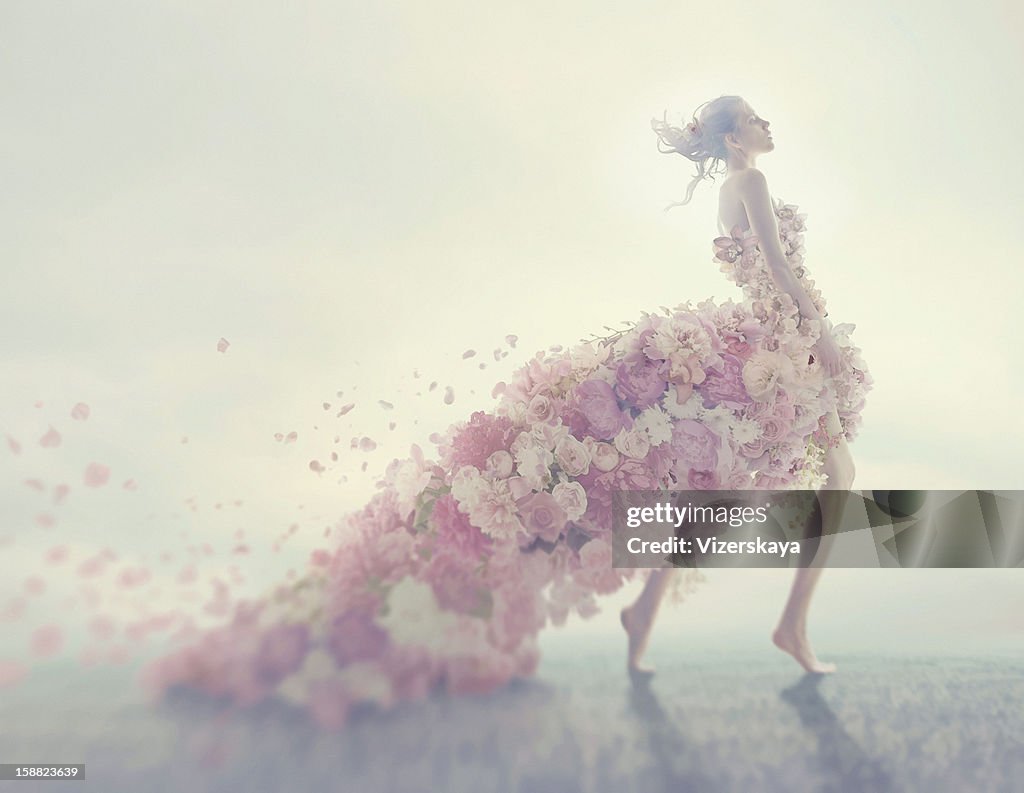 Beautiful women in flower dress