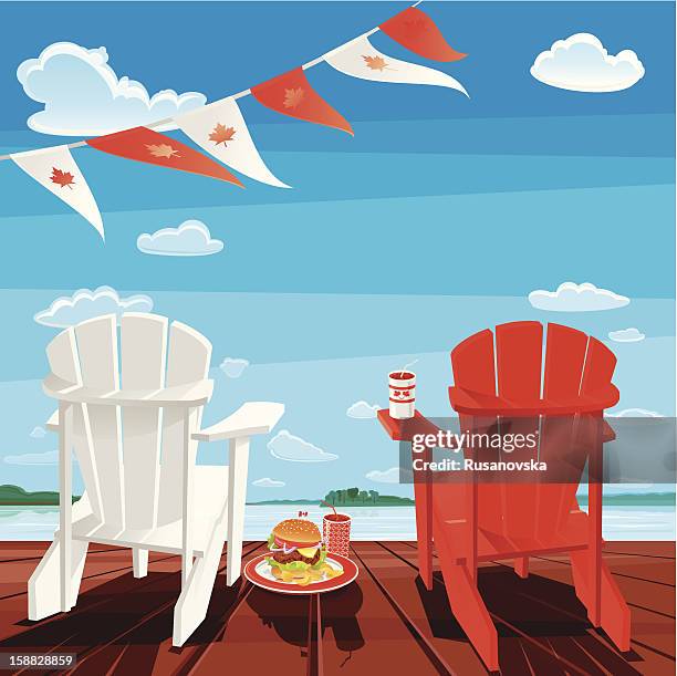 canada day - boat deck stock illustrations