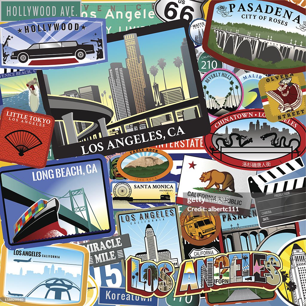 Retro Los Angeles Travel Location Collage
