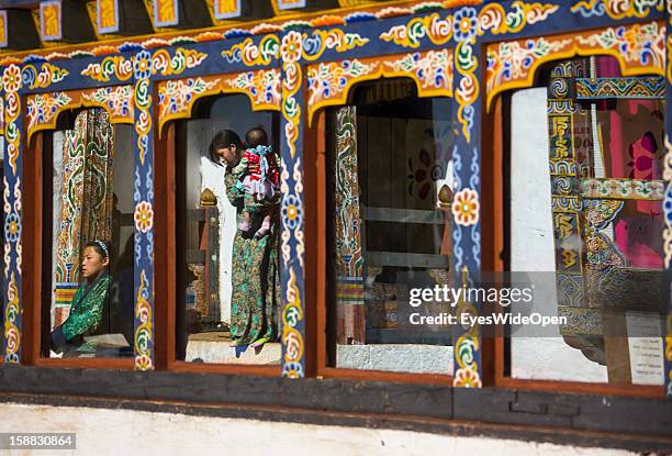 The village Chimi Lhakhang in the Punakha Valley with its temple, monastery is renowned for its fertility blessings, phallus or penis symbols, where...