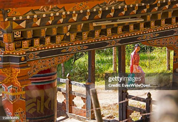 The village Chimi Lhakhang in the Punakha Valley with its temple, monastery is renowned for its fertility blessings, phallus or penis symbols, where...