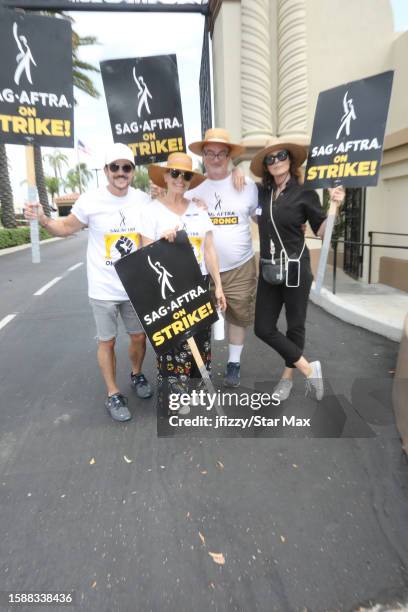 Jonathan Del Arco, Elizabeth Dennehy, Michelle Forbes and John Billingsley walk the picket line in support of the SAG-AFTRA and WGA strike at...