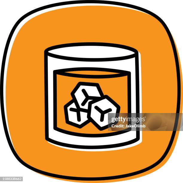 whiskey on the rocks doodle 2 - ice cube drawing stock illustrations