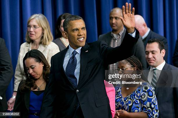 President Barack Obama gestures after speaking in the South Court Auditorium of the Eisenhower Executive Building next to the White House in...