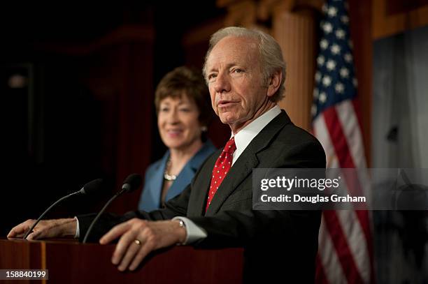 Sen. Joseph Lieberman, I-CT., during a press conference on Benghazi in the Senate Studio in the U.S. Capitol on December 31, 2012. The House and...