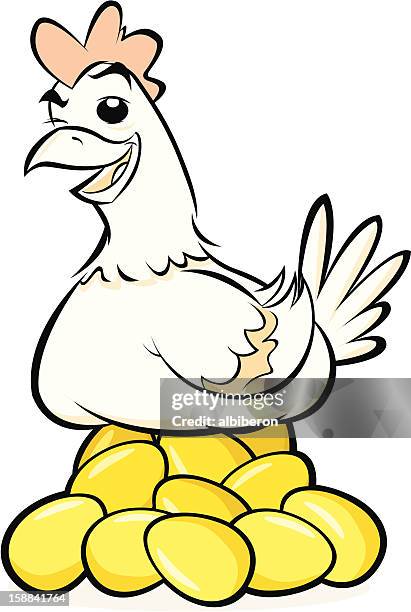 stockillustraties, clipart, cartoons en iconen met golden egg laying chick - animal leg