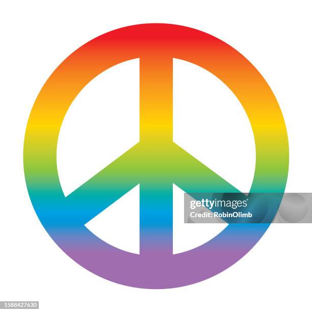 gradient rainbow peace sign - tranquility icon stock illustrations