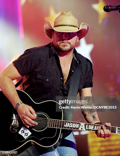 Musician Jason Aldean performs on Dick Clark's New Year's Rockin' Eve at CBS studios on December 31, 2012 in Los Angeles, California.