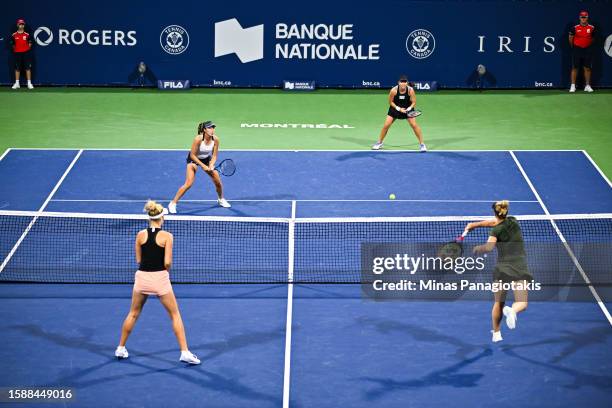 Latisha Chan of Chinese Taipei and Zhaoxuan Yang of China compete in a doubles match against Gabriela Dabrowski of Canada and Erin Routliffe of New...