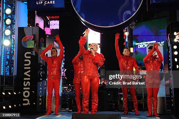 Musical Artist Yuri performs on the NIVEA Kiss Stage in Times Square on New YearÕs Eve 2013 on December 31, 2012 in New York City.