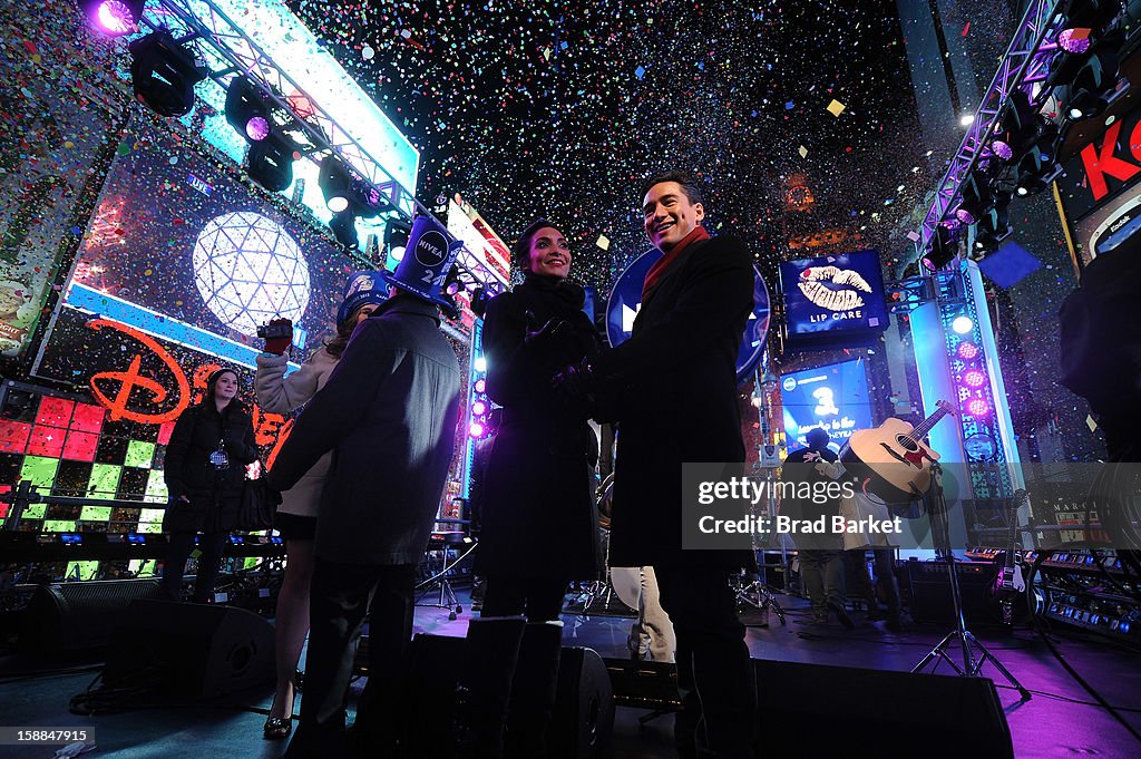 Mario Lopez and Courtney Lopez Ring In 2013 On The NIVEA Kiss Stage In Times Square