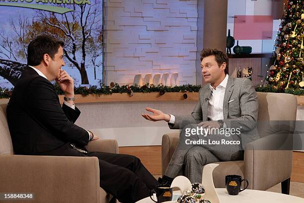 Ryan Seacrest talks about "New Year's Rockin' Eve" on "Good Morning America," 12/28/12, airing on the Walt Disney Television via Getty Images...