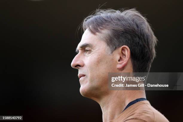 Julen Lopetegui, manager of Wolverhampton Wanderers, during the pre-season friendly match between Wolverhampton Wanderers and Luton Town at Molineux...