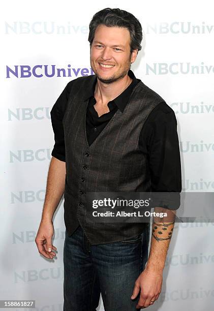 Country musician Blake Shelton participates in the NBC Universal Winter Tour All-Star Party held at The Athenaeum on January 06, 2012in Pasadena,...