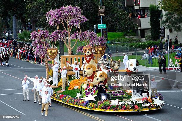 The Pet Care Foundation's "Follow the Stars...Adopt a Pet" float participates in the 124th annual Rose Parade themed "Oh, the Places You'll Go!" on...