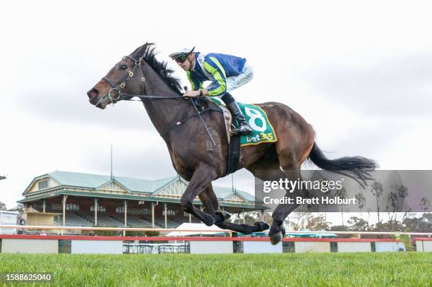 Roadie ridden by Jordan Childs wins the bet365 Odds Drift Protector Maiden Plate at Bendigo Racecourse on August 10, 2023 in Bendigo, Australia.