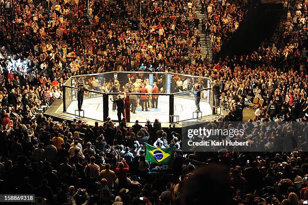 General view of the arena during the heavyweight championship fight betweenJunior dos Santos and Cain Velasquez at UFC 155 on December 29, 2012 at...