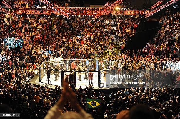 General view of the arena during the heavyweight championship fight betweenJunior dos Santos and Cain Velasquez at UFC 155 on December 29, 2012 at...