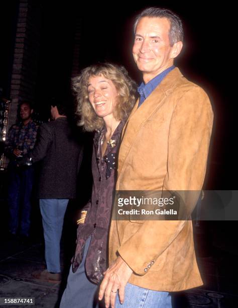 Actor Anthony Perkins and wife Berry Berenson attend the Sandy Gallin's 50th Birthday Party on May 27, 1990 at Eureka Restaurant in Los Angeles,...