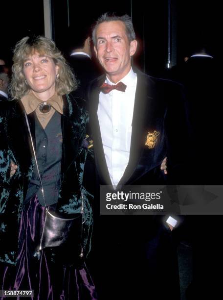 Actor Anthony Perkins and wife Berry Berenson attend the Seventh Annual American Cinema Awards on January 27, 1990 at Beverly Hilton Hotel in Beverly...